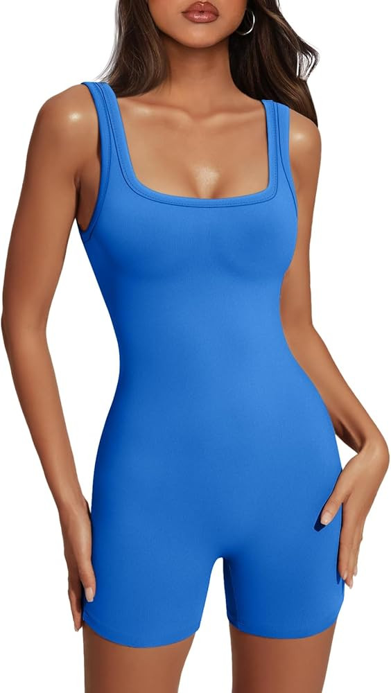 Women's Sexy Unitard Bodysuit Workout Rompers One Piece Summer Outfits Shorts Jumpsuits Gym Yoga Fas | Amazon (US)