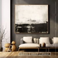 Large Square Abstract Artwork For Dining Room, Black & Beige Painting On Canvas, Minimalist Original Canvas Modern Home Decorations | Etsy (US)