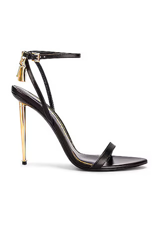 TOM FORD Padlock Pointy Naked Sandal 105 in Black | FWRD 