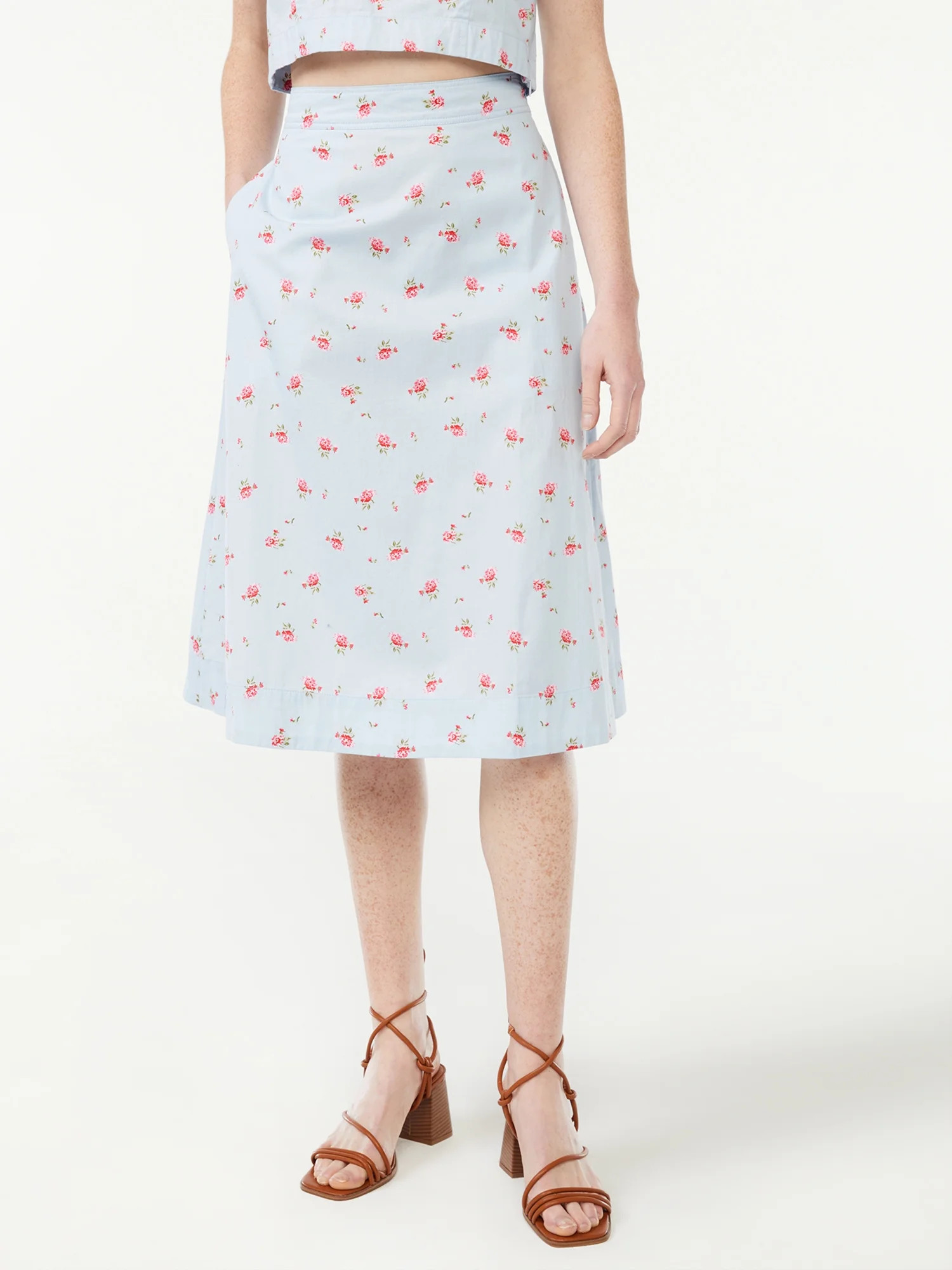 Free Assembly Women's A-Line Midi Skirt - Walmart.com | Walmart (US)