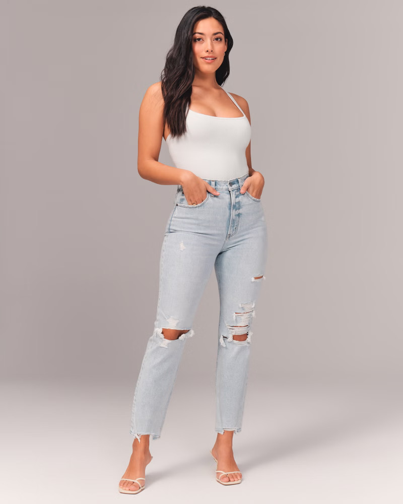 Curve Love Ultra High Rise Ankle Straight Jeans | Abercrombie & Fitch (US)