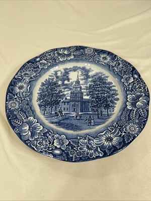 Vintage LIBERTY BLUE Dinner Plate TransferWare STAFFORDSHIRE Independence Hall | eBay US