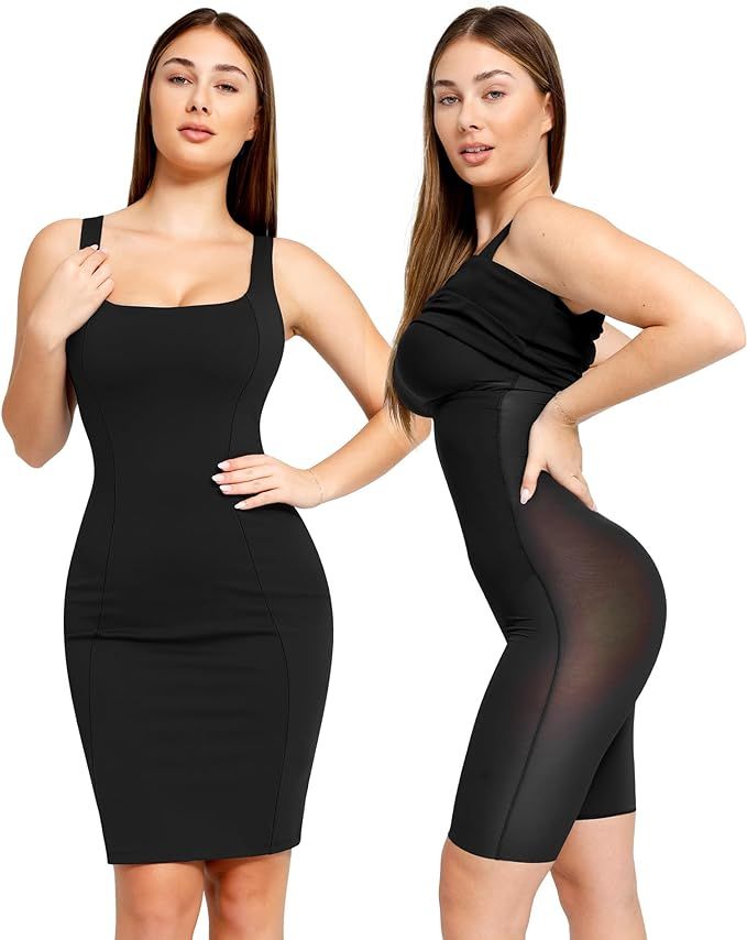 Popilush Workwear Built-in Shapewear Dress Square Neck Sleeveless Dress 3D HIPS Offer | Amazon (US)