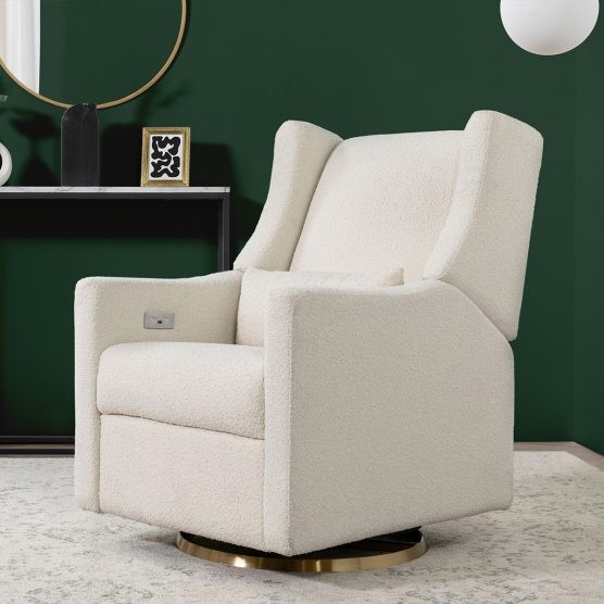 Babyletto Kiwi Electronic Recliner and Swivel Glider with USB Port – Ivory Boucle | The Tot