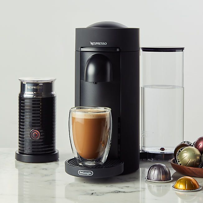 Nespresso by De'Longhi Matte Black VertuoPlus Coffee and Espresso Maker with Aeroccino + Reviews ... | Crate & Barrel