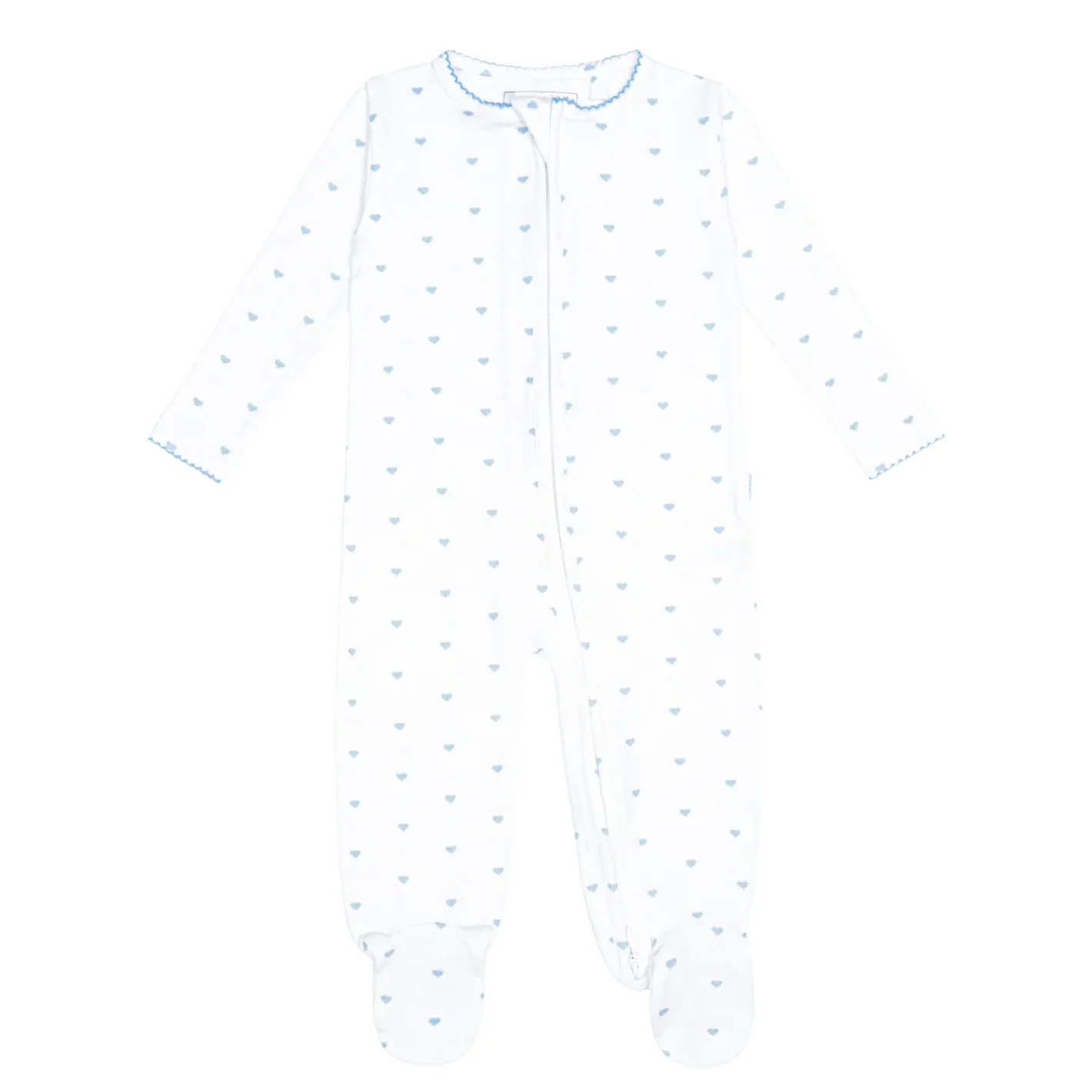 baby blue heart pima footie | Minnow