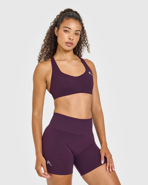 EasyLift™ Cross Back Sports Bra with White Logo 
 Blackberry Purple | Oner Active (UK / US)