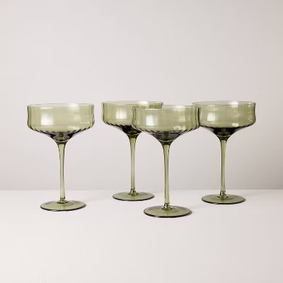 Set of 4 12oz Coupe Glasses Green - Hearth & Hand™ with Magnolia | Target
