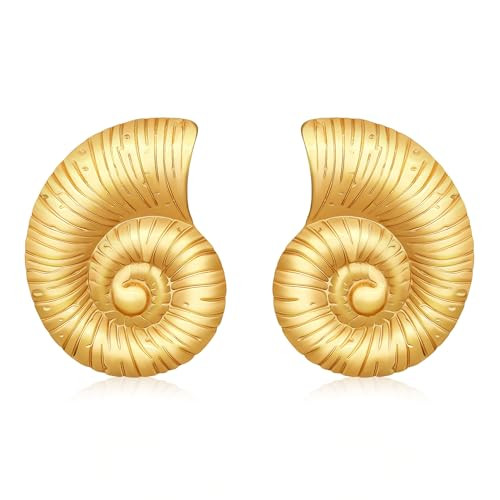 MISS RIGHT Gold SeaShell Earrings for Women, Stud Conch Sea Shell Stainless Steel Earrings Beach Jewelry, Hypoallergenic Lightweight Summer Earrings(Seashell Earrings), AE40702978 | Amazon (US)
