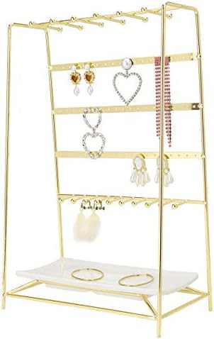 Jewelry Organizer, MORIGEM 5 Tier Jewelry Stand, Decorative Jewelry Holder Display with White Tray f | Amazon (US)