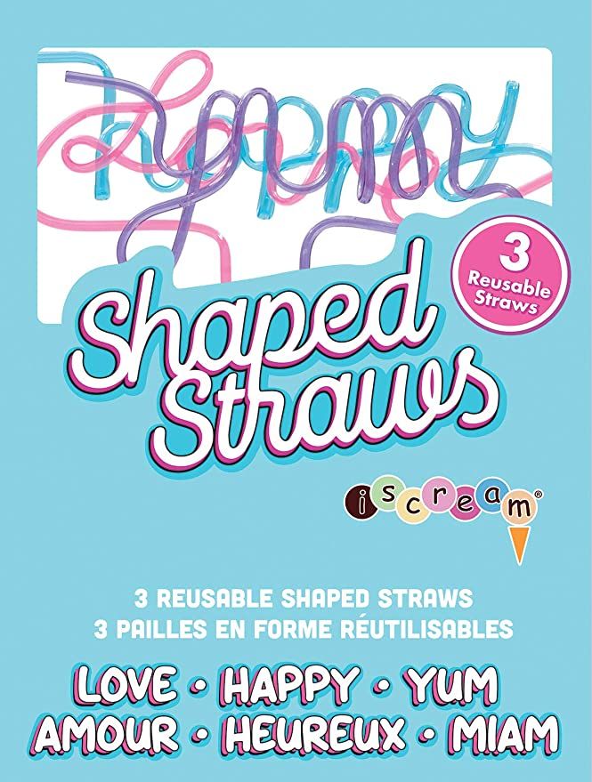 iscream Super Sized Super Silly Set of 3 Word Shaped Drinking Straws - Yum, Love and Happy | Amazon (US)