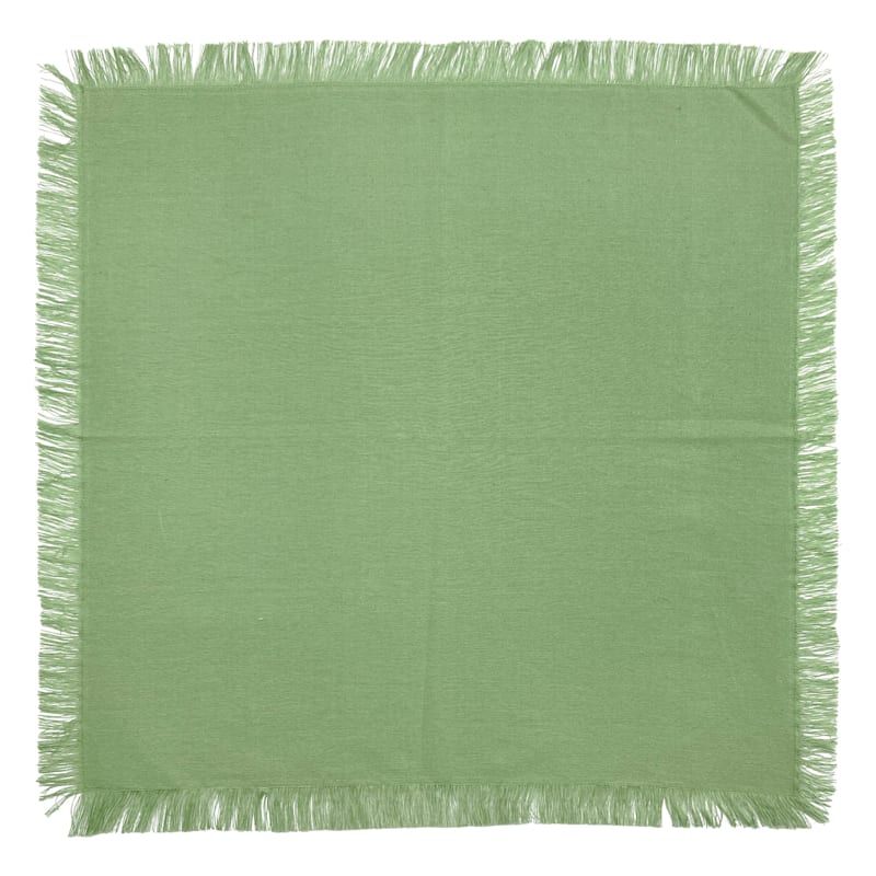 Set of 4 Green Fringe Cloth Napkins | At Home