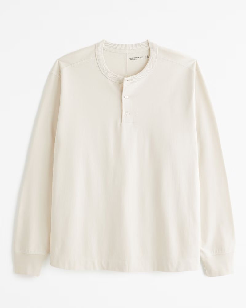 Long-Sleeve Premium Heavyweight Henley Tee | Abercrombie & Fitch (US)