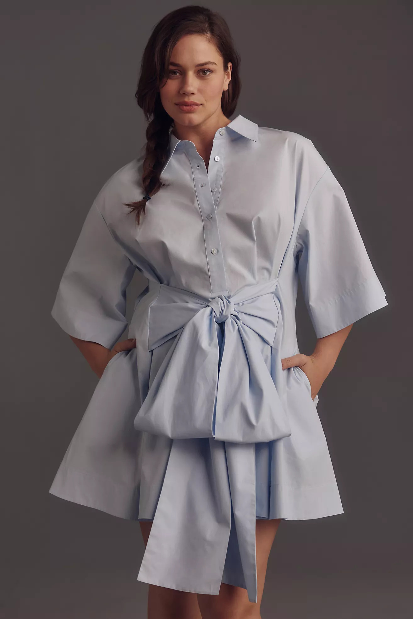 Mare Mare Short-Sleeve Wrap Mini Shirt Dress | Anthropologie (US)