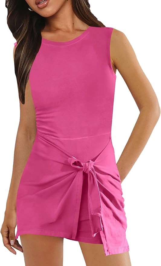 Womens Sleeveless Workout Athletic Rompers Zipper Back Pocket Onesie Short Jumpsuits | Amazon (US)