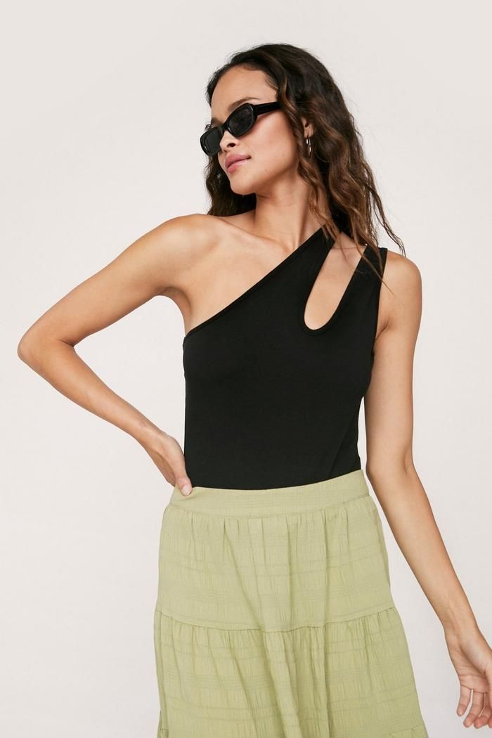 Cut Out One Shoulder High Leg Bodysuit | Nasty Gal (US)