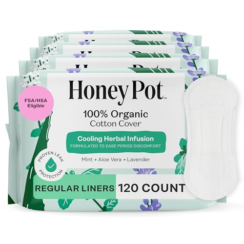 The Honey Pot Company - 120 ct - Herbal Everyday Panty Liners for Women - Infused w/Essential Oils for Cooling Effect & Organic Cotton Cover - Feminine Care | Amazon (US)