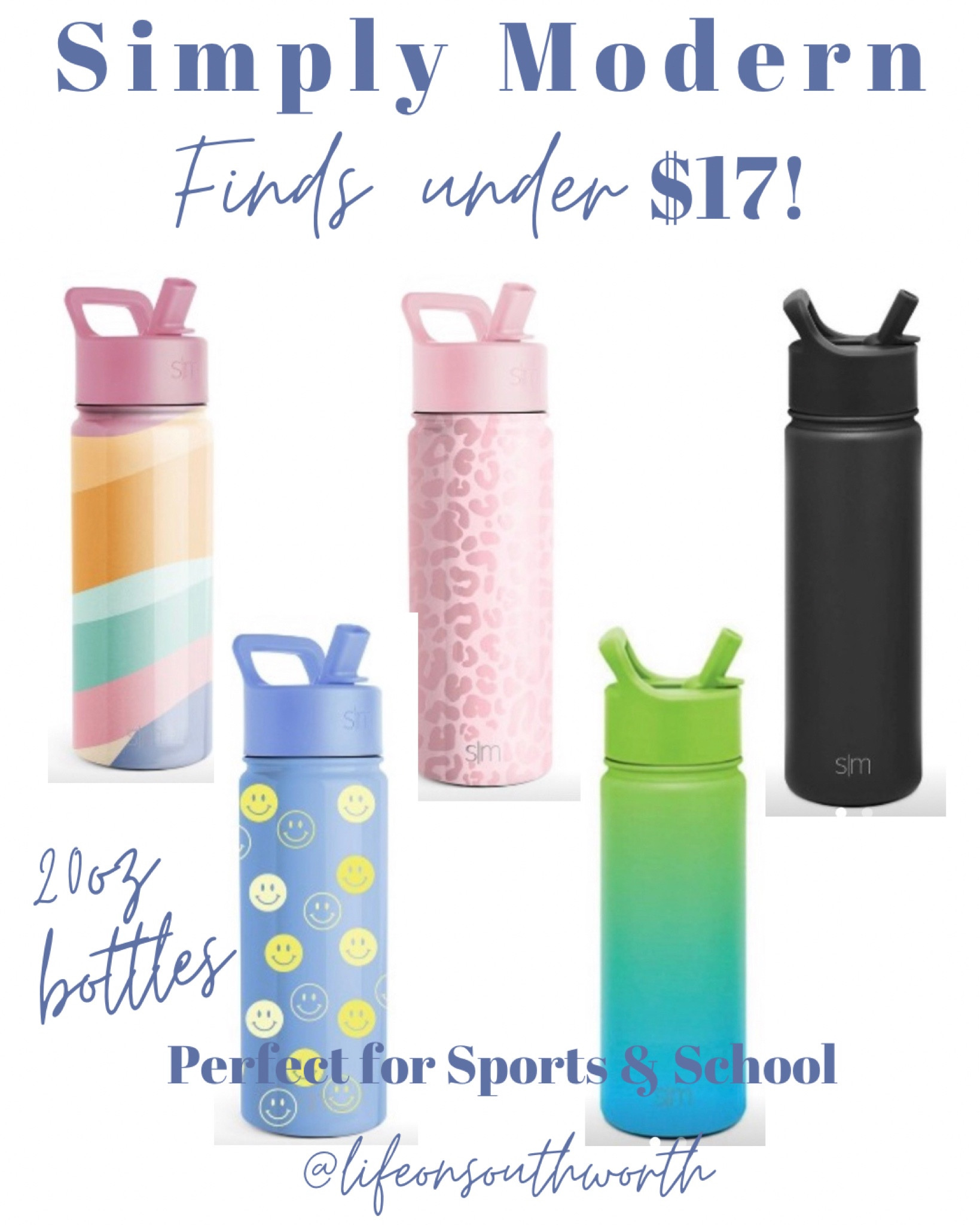Y’all Simply Modern is a favorite in our house. These 20 oz bottles are on sale, which is perfect timing for spring & getting ready for spring sports. Go grab you one or one for entire family at this price! And, look at how fun these patterns are! I personally have the pink leopard in a different style and love it. 

Click on the pink leopard bottle link below for the other pattern options.


#momlife #kids #sportlife #spring #springsports #waterbottle #fitness 

#LTKActive #LTKSaleAlert #LTKFamily