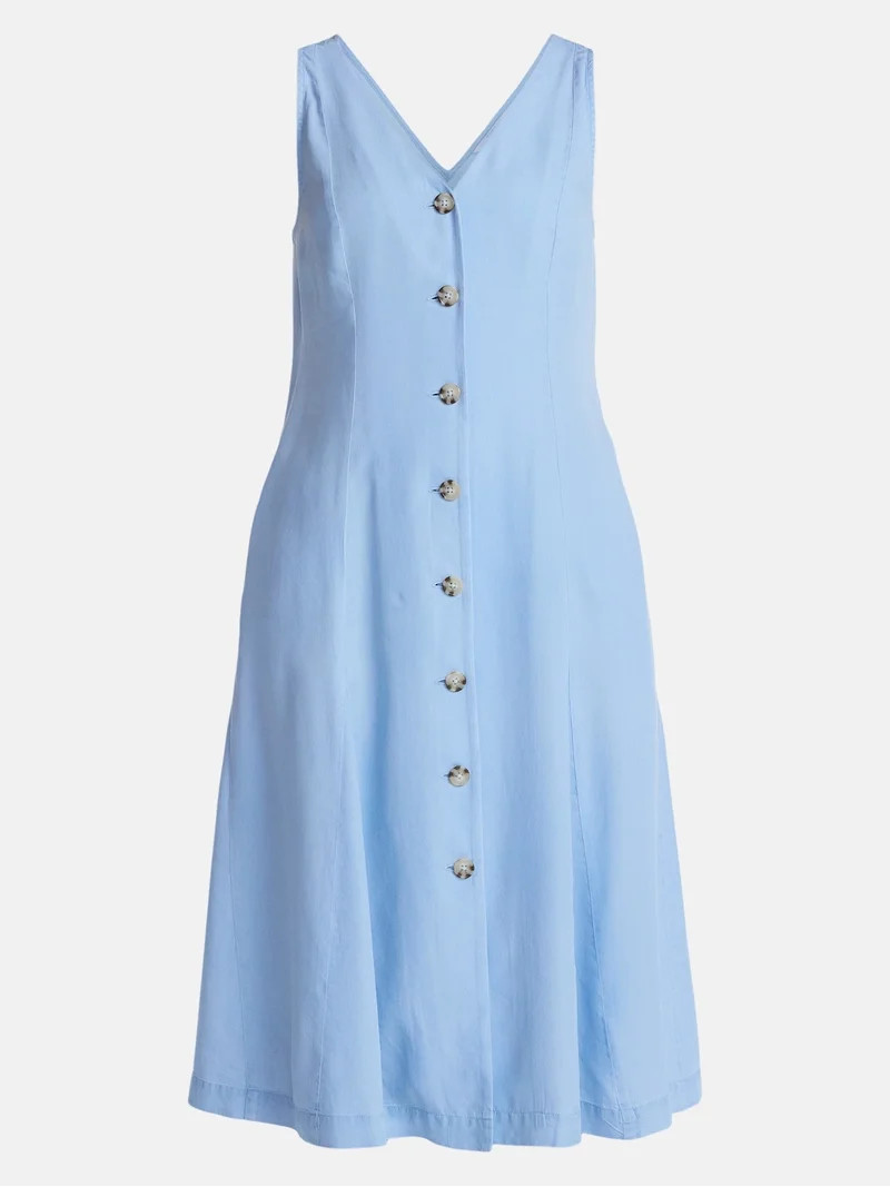 Time and Tru Women's Sleeveless Fit and Flare Midi Dress, Sizes XS-XXXL | Walmart (US)