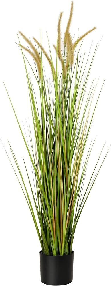 KOL Artificial 4ft Horsetail Reed Grass, 47.2in Artificial Indoor Outdoor Fake Grass Plant, Home ... | Amazon (US)