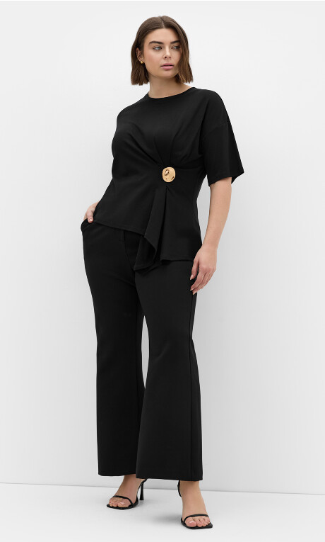 Fashion Drape Detail Tee - black | City Chic AU