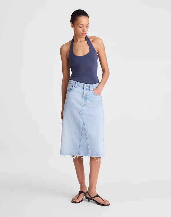 Denim Midi Skirt in Foster Wash | Madewell