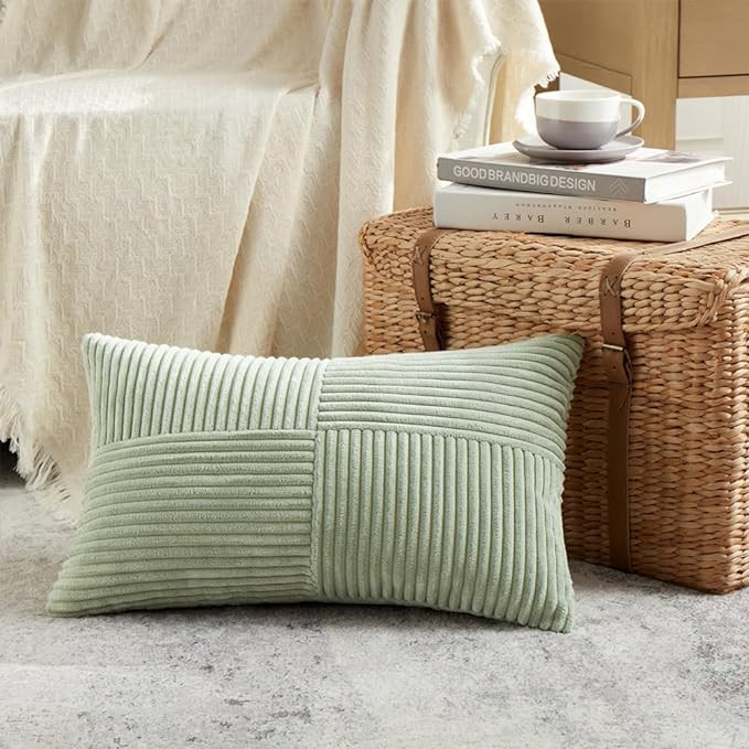 Fancy Homi Sage Green Lumbar Decorative Throw Pillow Covers 12x20 Inch for Living Room Couch Bed,... | Amazon (US)