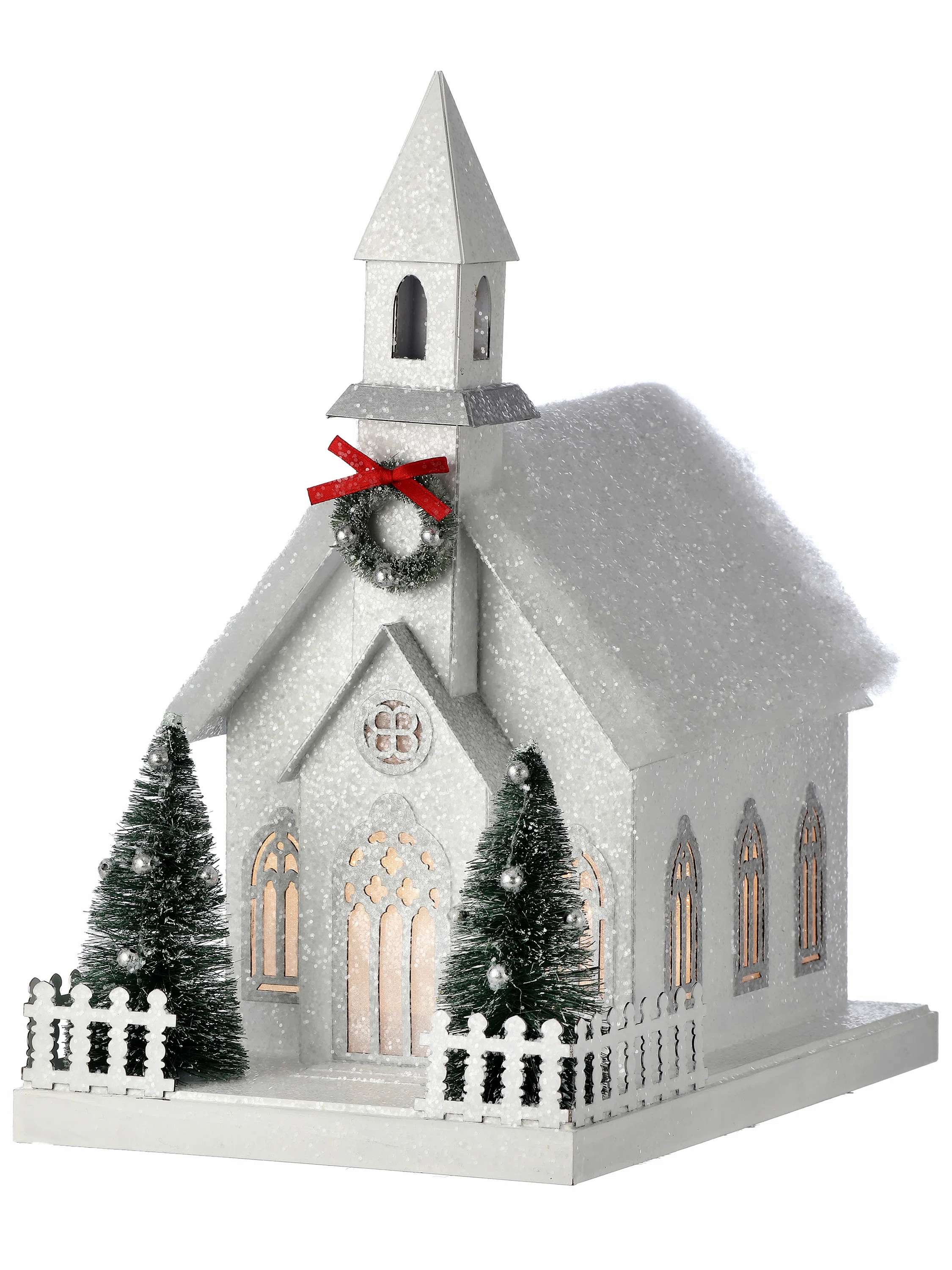 12" LED Battery Operated Timer Cardboard Country Church (Set of 2) | Wayfair North America