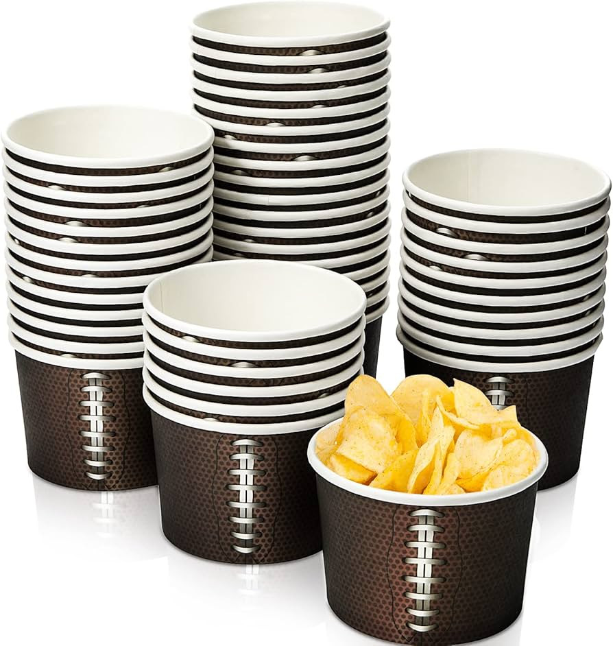 Football Snack Bowl Paper Game Day Football Bowls Party Supplies 9 oz Football Ball Serving Bowl ... | Amazon (US)