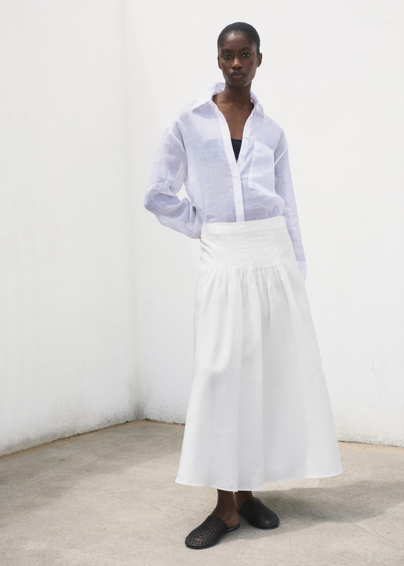 Ramie pleated skirt | MANGO (UK)