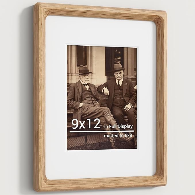 9x12 Picture Frames Natural Oak,Original Wood Hand Make Crafted Diploma Frame with Mat to 6x8 Gra... | Amazon (US)