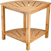 Bamboo Corner Shower Bench - Shower Stool, Shaving Stool with Non-Slip Feet - Wood 2-Tier Seat wi... | Amazon (US)