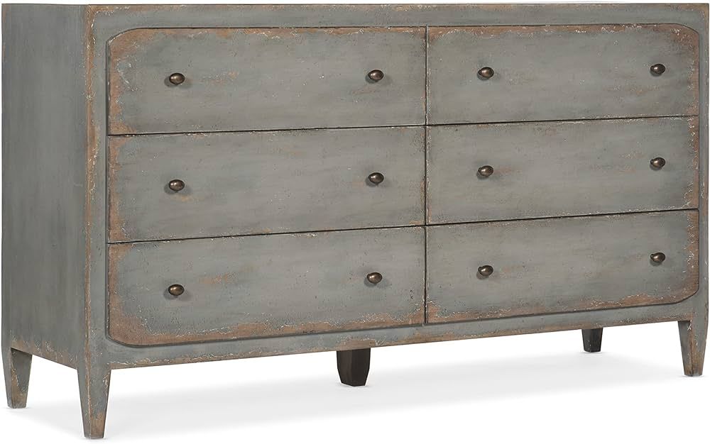 Hooker Furniture Ciao Bella Six-Drawer Wood Dresser in Speckled Gray | Amazon (US)