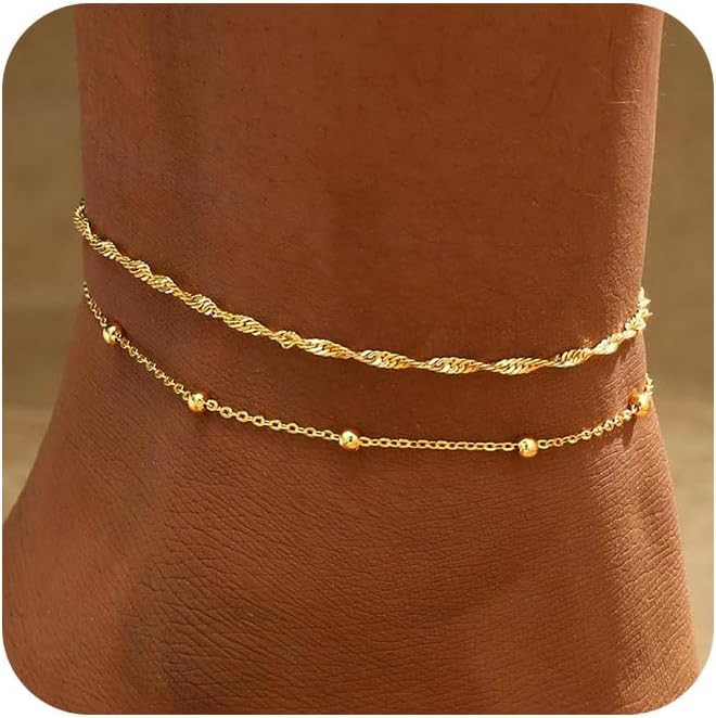 Ankle Bracelets for Women Gold Anklets for Women Waterproof 14K Gold Plated Anklet Ankle Bracelet... | Amazon (US)
