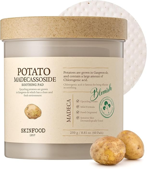 SKINFOOD Potato Madecassoside Soothing Toner Pad, Korean Skincare Facial Toner, Blemish Pads, Dam... | Amazon (US)