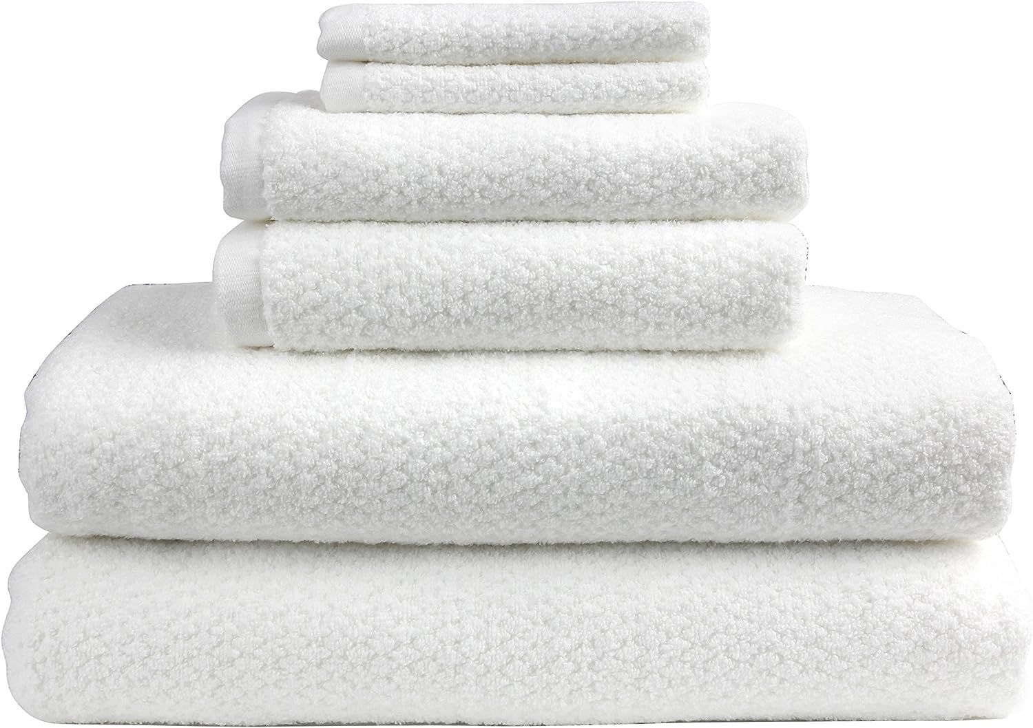 Everplush Diamond Jacquard Bath Sheet Towel Set, 6 Piece, White | Amazon (US)
