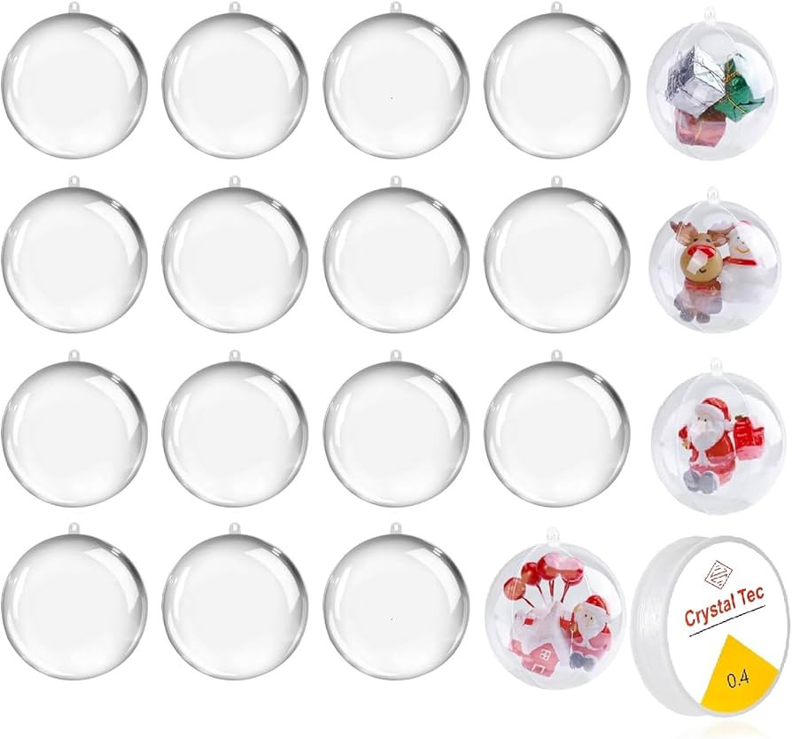 15 Pcs Clear Christmas Ornaments Balls, 3 Inch DIY Plastic Fillable Balls Xmas Tree Hanging Decor... | Amazon (US)