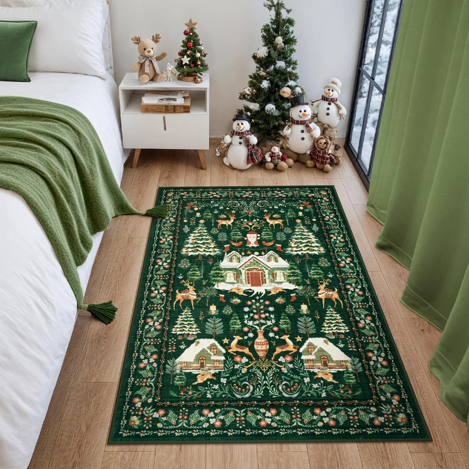 Moynesa 3'x5' Christmas Indoor Area Rug,Machine Washable Area Rugs for Bedroom Xmas Throw Rug Chr... | Walmart (US)