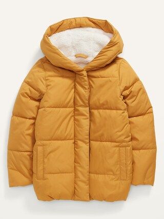 Sherpa Hooded Puffer Jacket for Girls | Old Navy (US)