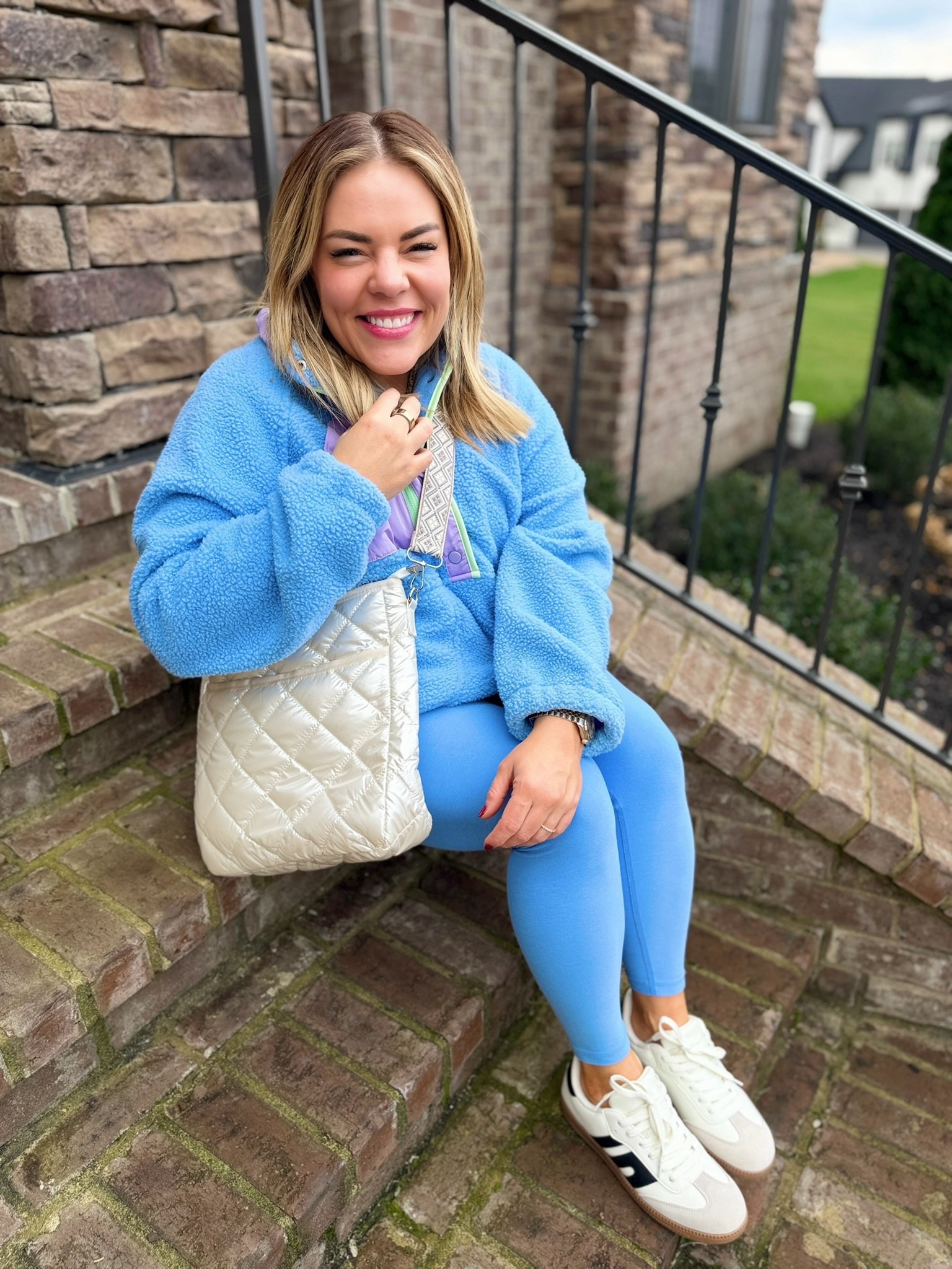 women’s fleece jacket, blue outfit, leggings, trendy looks, women’s fashion, casual winter outfit, everyday athleisure 

#LTKootd #LTKSeasonal