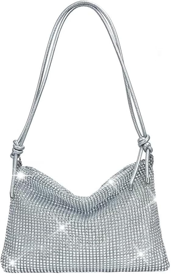 Damen Clutch Glitzer Abendtasche, Silberne Tasche Mit Hoher Kapazität und Reißverschluss, Stras... | Amazon (DE)