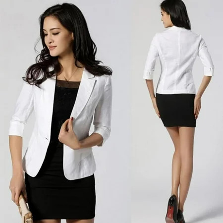 Secrets Lady Casual Jacket Single Breasted Women Blazer Mujer 3/4 Sleeve Women Blazers and Jackets O | Walmart (US)