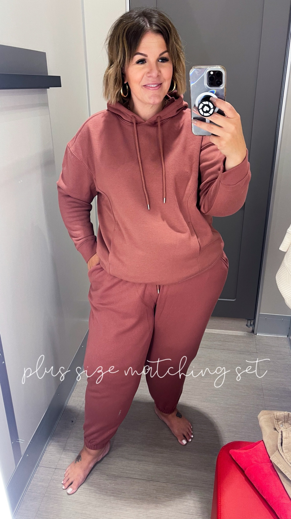 This plus size matching lounge set is so soft and cozy for the upcoming fall season. Also a great fall outfit for travel! Comes in multiple colors. Wearing bottoms in 1X and top in XXL. 

#LTKPlusSize #LTKOver40 #LTKTravel
