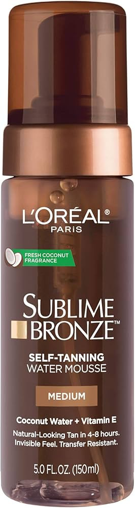 L'Oreal Paris Sublime Bronze Self Tanning Water Mousse, Streak-Free Natural Looking Tan, 5 fl. Oz | Amazon (US)