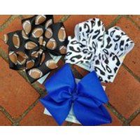 Blue and White Football Bow Set, Football bow, Set of 3 bundle, Glitter bow, White bow, Black bow, Animal print bow, Cheetah bow, Blue bow | Etsy (US)