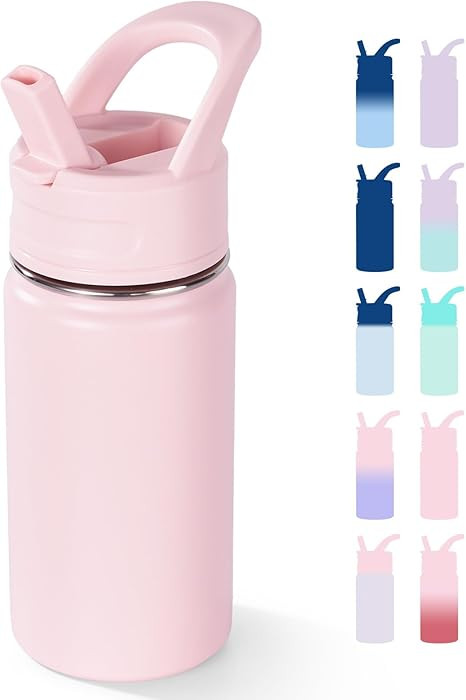 12oz Kids Water Bottle for School, Toddler Bottles with Straws, Stainless Steel Vacuum Insulated ... | Amazon (US)
