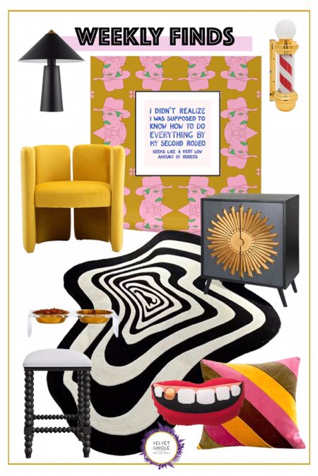 Coolest finds of the week coming at you !
It’s a full house today : Tom Selleck wallpaper, a vertigo-inducing black and white rug, teeth pillow and a barbershop inspired sconce ! What else could anyone ask for 🤩
 
#weeklyfinds #homedecor  
@liketoknow.it #liketkit 
https://liketk.it/4mfhn

#LTKstyletip #LTKhome