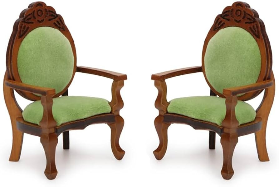 Dollhouse Chair 2PCS Miniature Furniture Retro Vintage Chair Wooden Accessories 1/12 Upholstered ... | Amazon (US)