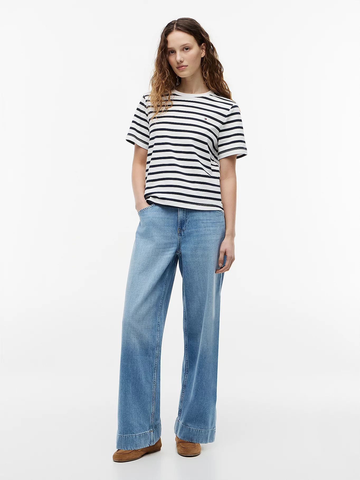 Boxy Interlock Knit T-Shirt | Multi | Tommy Hilfiger | Tommy Hilfiger UK