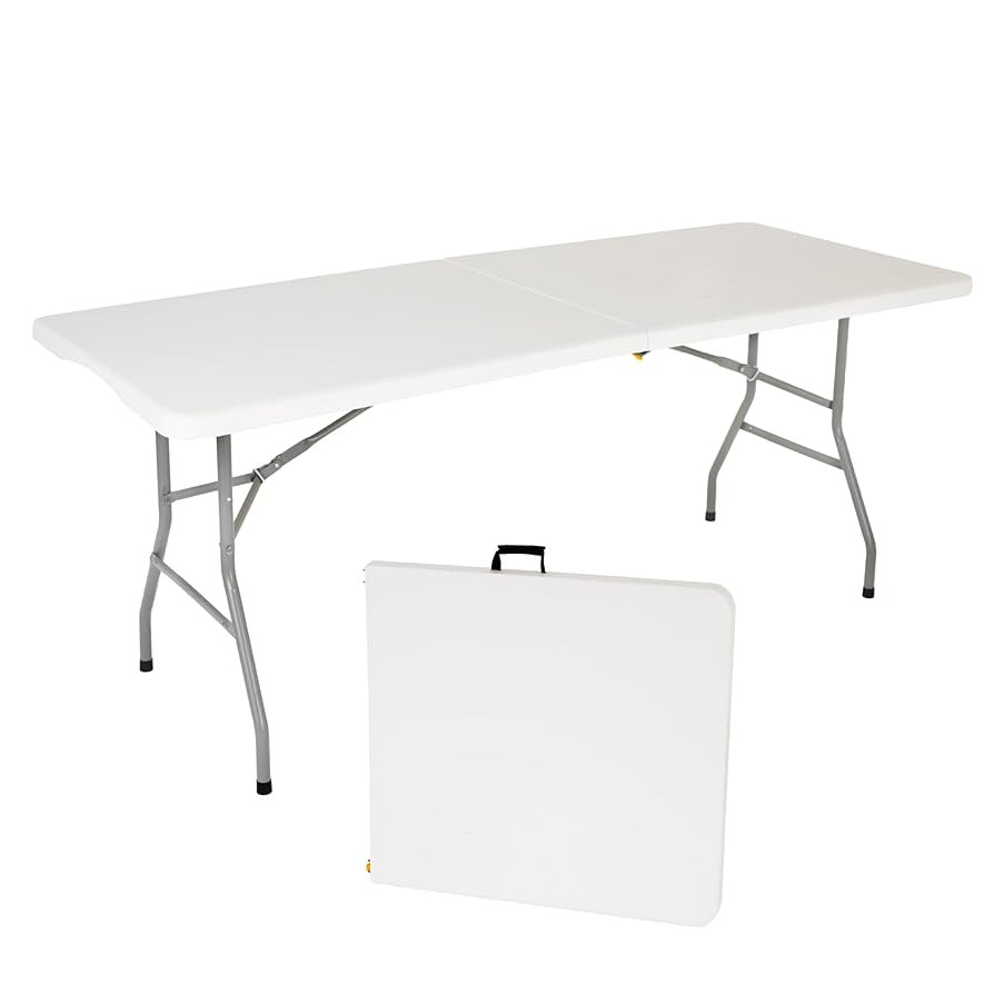 Folding Table 6ft | Heavy Duty Plastic Event Table with Carrying Handle | No Assembly Required | ... | Amazon (US)